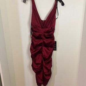 Xscape Deep Red Backless Dress